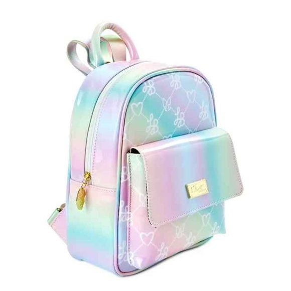 Luv Betsey Patent Logo Backpack with Front Pocket Pastel Multi-Color Rainbow main image 11